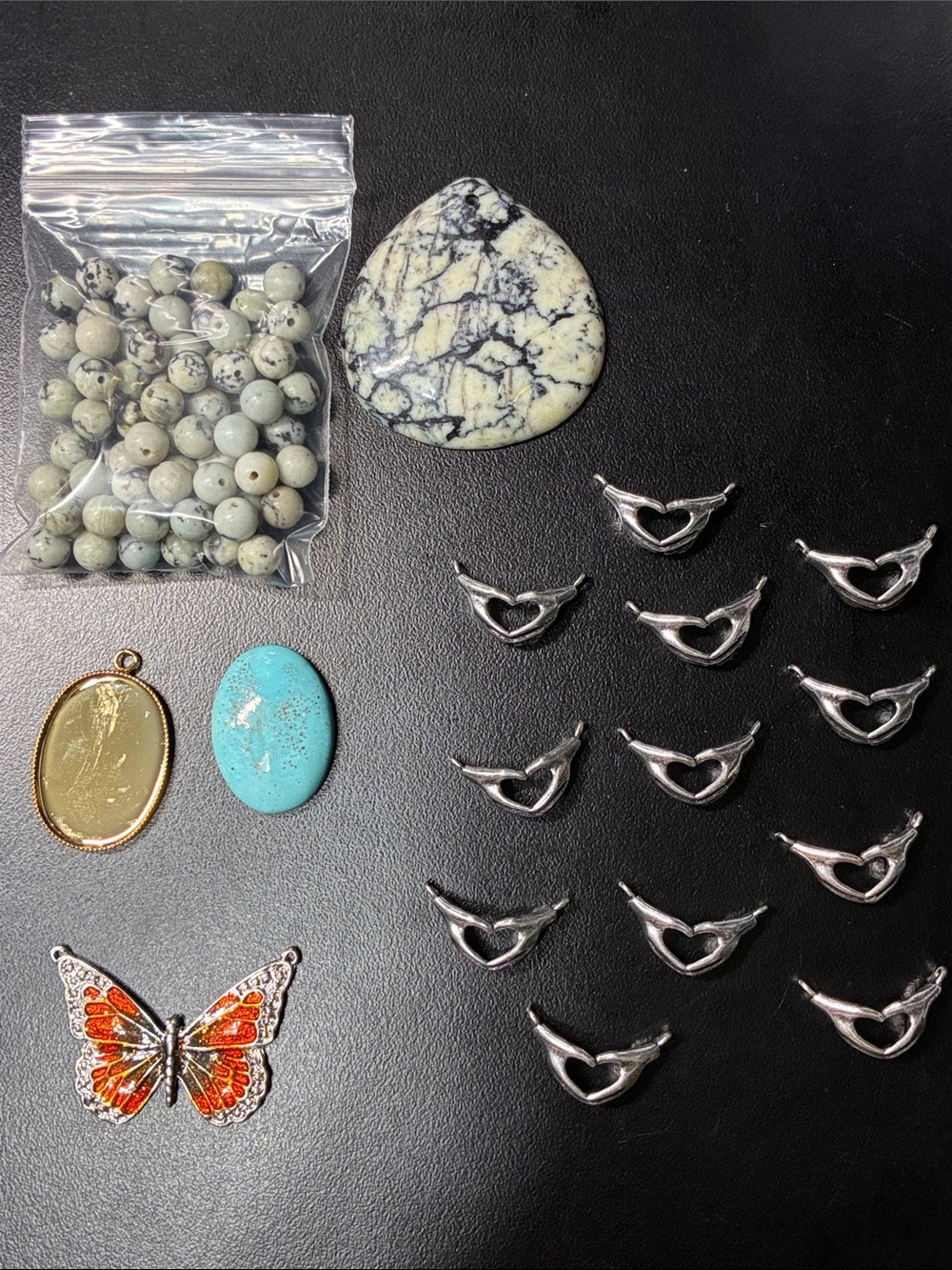 Mixed Jewelry making pendants Lot - Turquoise, Love hand pendants, butterfly…